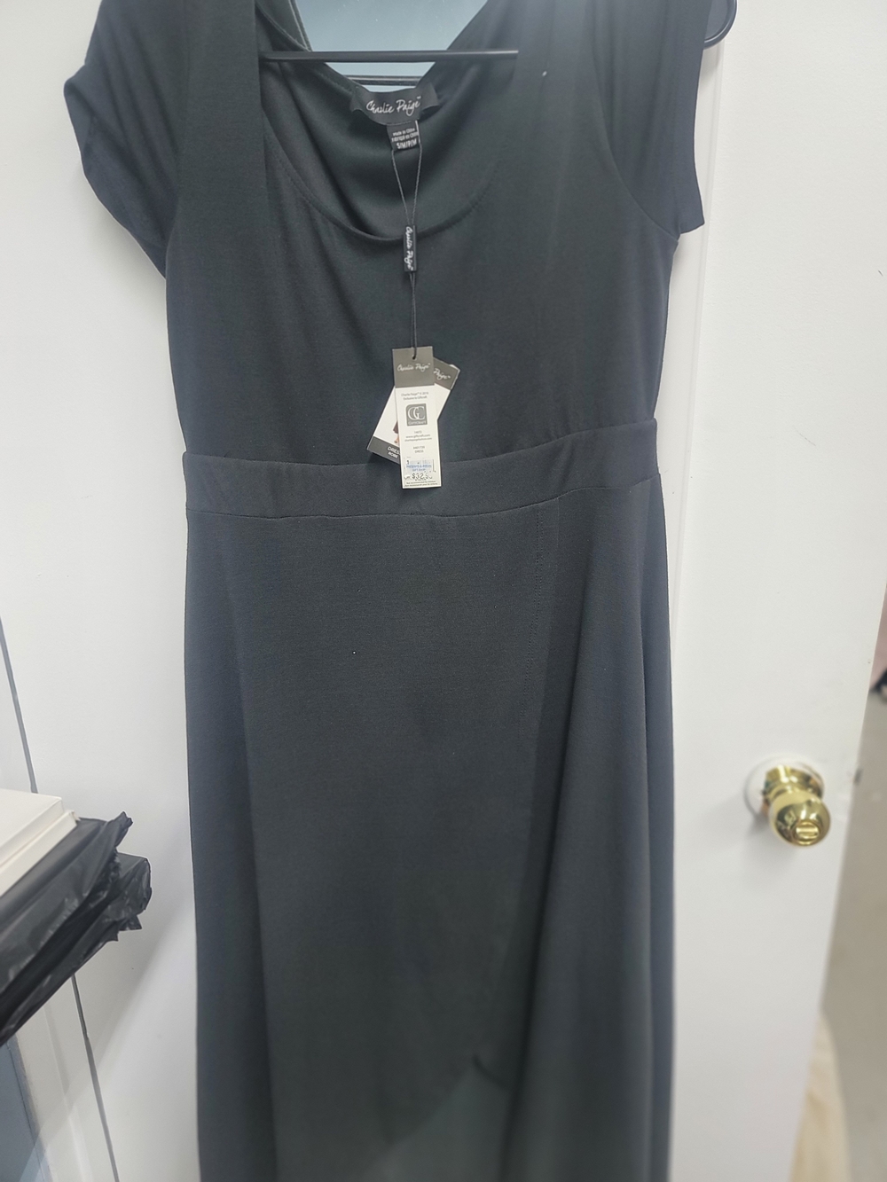 Charlie Paige Black Maxi Dress with Pleated Waistband